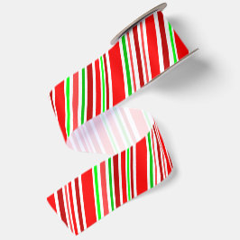 Lazo De Raso Rayas diagonales de caramelo rojo blanco y verde N