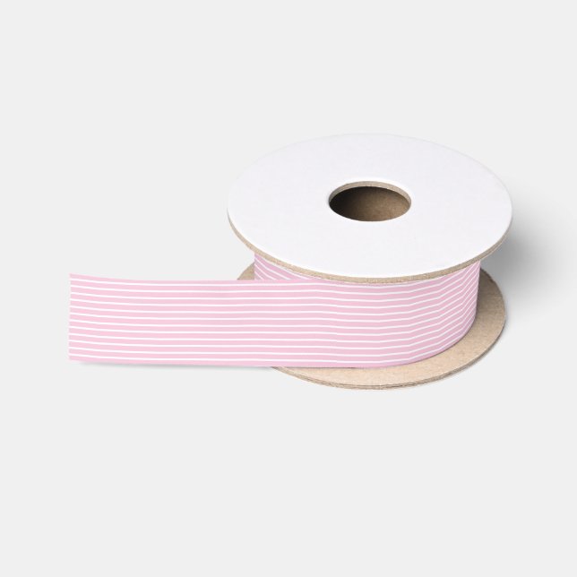 Lazo De Raso Rayas Elegantes Blanco - Rosa Claro  (Carrete)