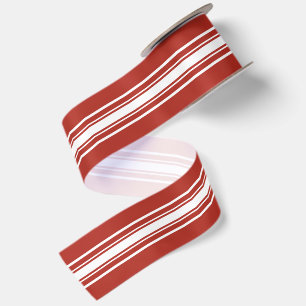 Lazo De Raso Rayas Rojas y Blancas de Navidad