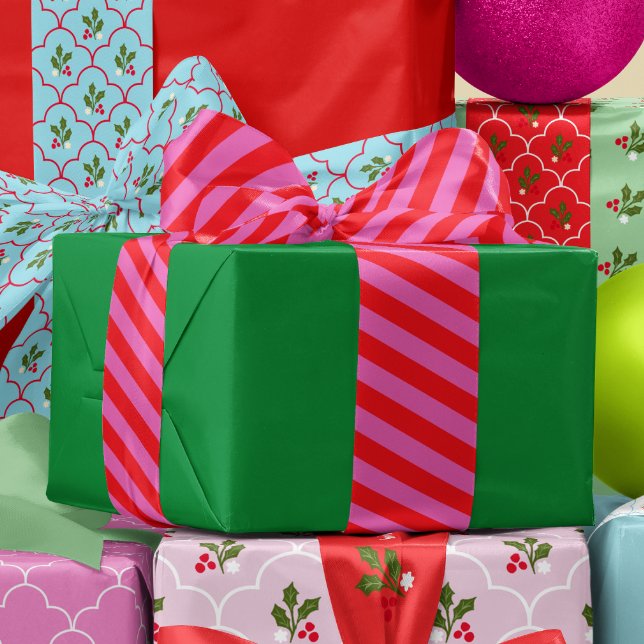 Lazo De Raso Rayo rojo cereza y raya rosada caliente (Subido por el creador)