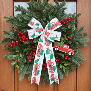 Lazo De Raso Recogida de Navidad feliz y árbol