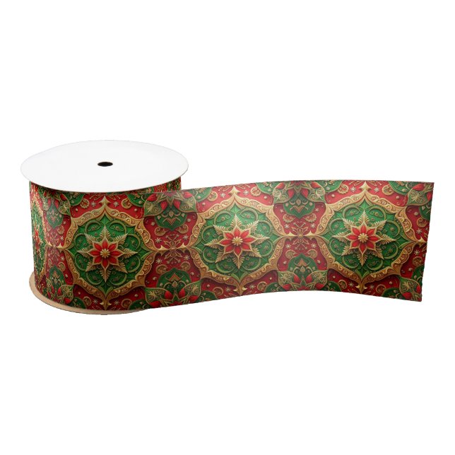 Lazo De Raso Red Green Decorative Holiday Satin Ribbon (Carrete)