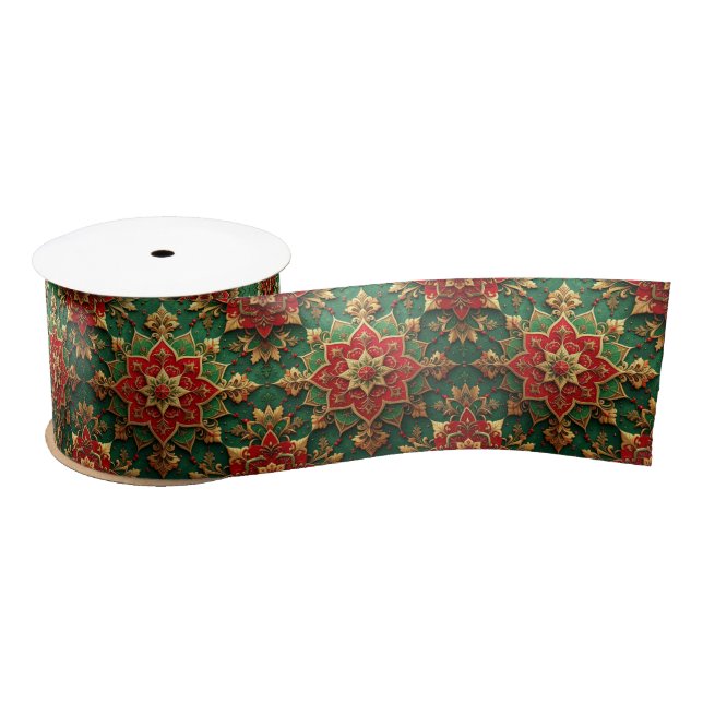 Lazo De Raso Red Green Decorative Holiday Satin Ribbon (Carrete)