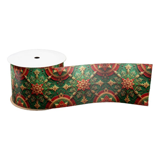 Lazo De Raso Red Green Decorative Holiday Satin Ribbon (Carrete)