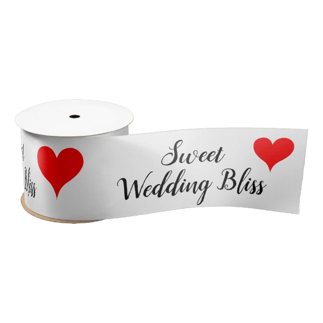Lazo De Raso Red Hearts Sweet Wedding Bliss 3 INCH (Carrete)