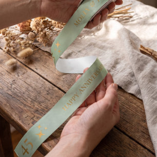 Lazo De Raso Regalo de aniversario personalizado verde salvia