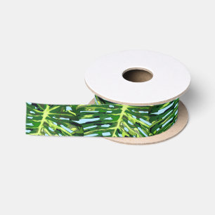Lazo De Raso Regalo de cinta de hojas tropicales