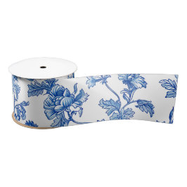 Lazo De Raso Regalo de Dama de Honor Chinoiserie Azul y Blanco