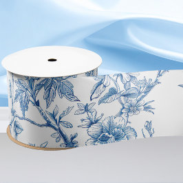 Lazo De Raso Regalo de Dama de Honor Chinoiserie Azul y Blanco