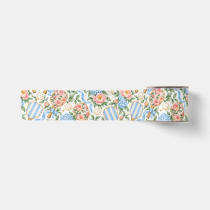 Lazo De Raso Regalo de Jugador de Pickleball Floral Azul Elegan
