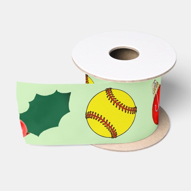 Lazo De Raso Regalo de Navidad de Softbol (Carrete)