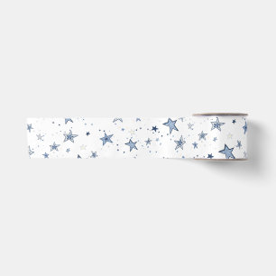 Lazo De Raso Regalo de vacaciones de estrellas azules y platead