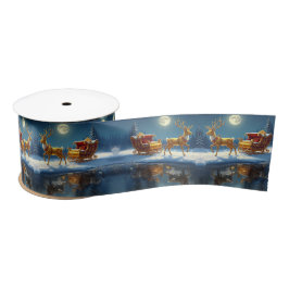 Lazo De Raso Reindeer Christmas Sleigh Holiday Satin