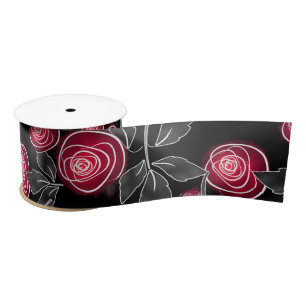 Lazo De Raso Resumen de rosas rojas modernas hojas esbozadas