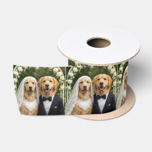 Lazo De Raso Retrato de novia y novio Golden Retriever