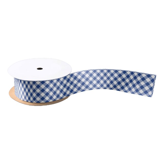 Lazo De Raso Retro Gingham True Blue (Carrete)