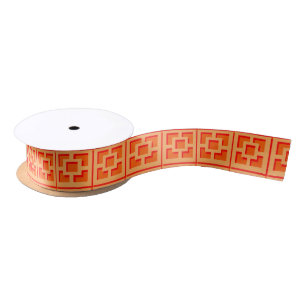 Lazo De Raso Retro Naranja Trellis Ribbon