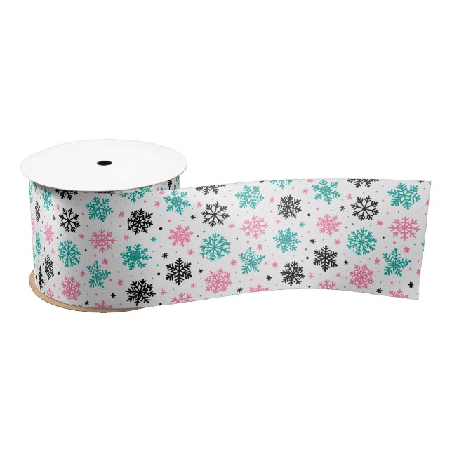 Lazo De Raso Retro Snowflakes (Carrete)