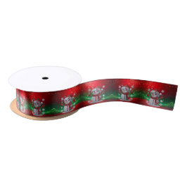 Lazo De Raso Rhinestones Snowman Holiday Satin Ribbon