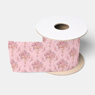 Lazo De Raso Rococo floral de estilo victoriano rosa antiguo fr