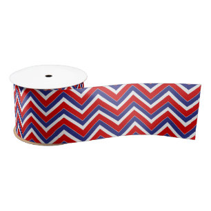 Lazo De Raso Rojo, Blanco, Azul Chevron 1-SATIN RIBBON SPOOL