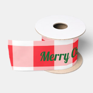 Lazo De Raso Rojo Blanco Cuadros Navidad NOMBRE