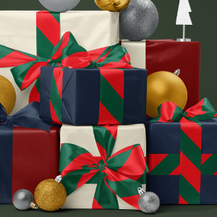 Lazo De Raso Rojo de Navidad y franja ancha verde oscuro