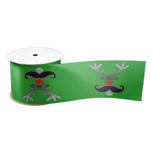Lazo De Raso Rojo Nosed Rudolph con Mustache + tu idea
