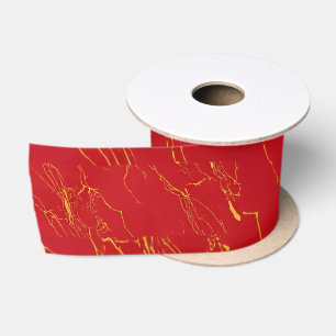 Lazo De Raso Rojo Y Oro