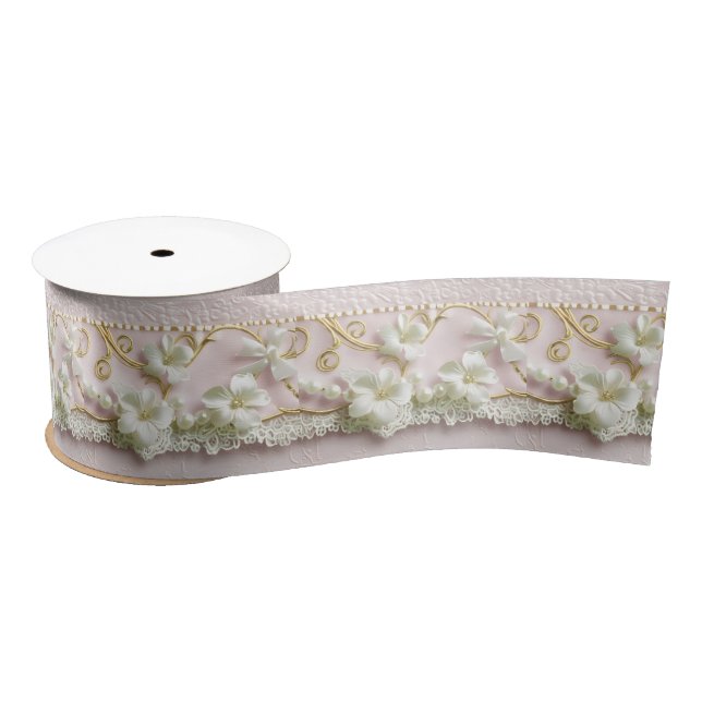 Lazo De Raso Romantic Pink Floral (Carrete)
