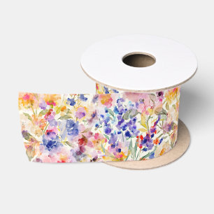 Lazo De Raso Romántico floral acuarela suave pintado jardín