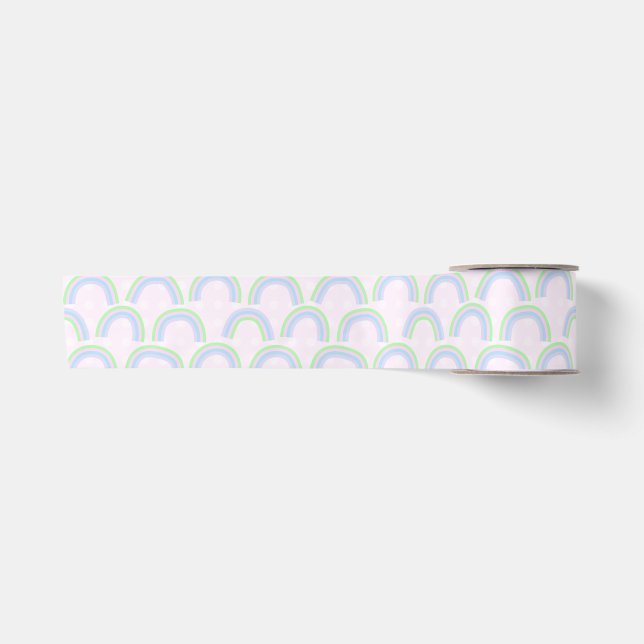 Lazo De Raso Rosa arcoiris pastel (Anverso)