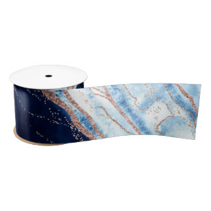 Lazo De Raso Rosa azul zafiro Geode oro Agate Boda de mármol