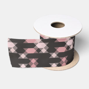 Lazo De Raso rosa blanco y gris geométrico