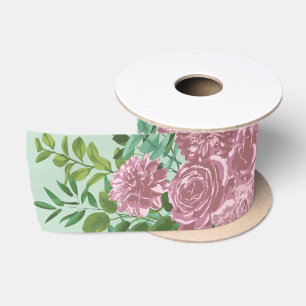 Lazo De Raso Rosa de Boda floral de color verde claro y rosa pá