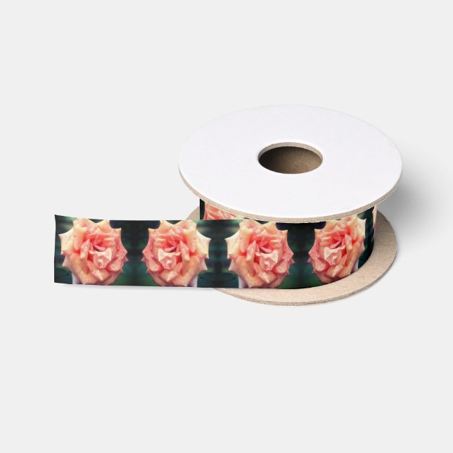 Lazo De Raso Rosa De Engranaje En Bloom (Carrete)