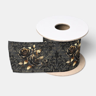 Lazo De Raso Rosa de oro negro gótico damasco adulto elegante