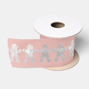 Lazo De Raso Rosa de plata del hombre de pan de jengibre del