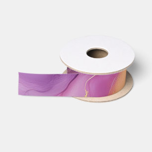 Lazo De Raso Rosa morado moderno y oro-