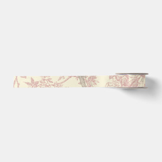 Lazo De Raso Rosa Polvorienta Toile Floral de Chinoisería Pavo 