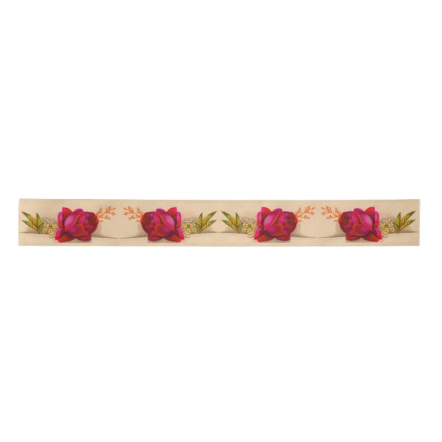 Lazo De Raso Rosa roja victoriana (Anverso)