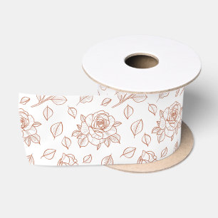 Lazo De Raso Rosa Trepadora Terracota Floral Dibujada a Mano