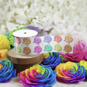 Lazo De Raso Rosas arcoiris de 3 pulgadas