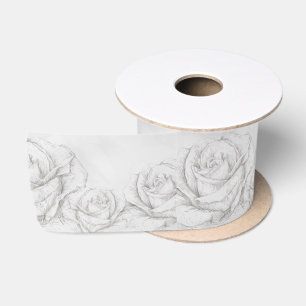 Lazo De Raso Rosas de época Decoración de gris floral