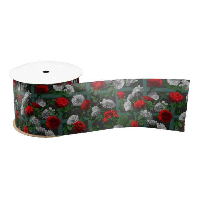Lazo De Raso Rosas florales Red Elegent (Carrete)