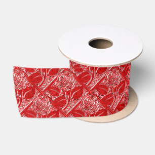 Lazo De Raso Rosas metalizado 24-RED-RIBBON SPOOL