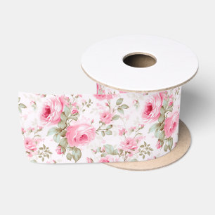 Lazo De Raso Rosas pintados de color rosa bonito