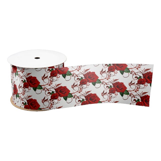 Lazo De Raso Rosas rojas de cinta satinadas (Carrete)