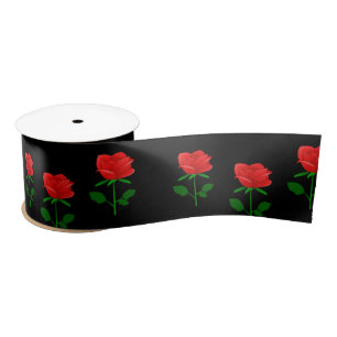 Lazo De Raso Rosas rojas en negro