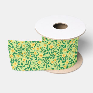 Lazo De Raso Rosas silvestres en amarillo y verde